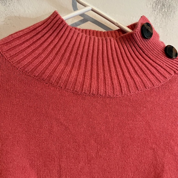 Anthropologie Margarita Tunic Sweater Size Pink Mock Neck Button Shoulder XS - Picture 4 of 10